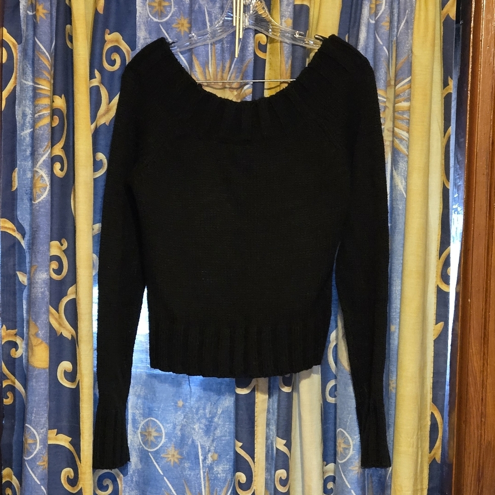 Planet Gold Black Off-the-Shoulder Sweater Size Medium